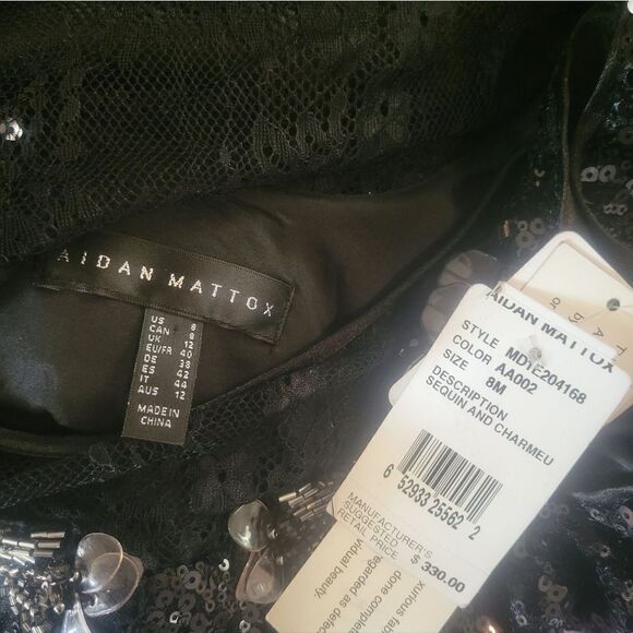 Aidan Mattox Sequin and Charmeuse Cocktail Dress Size 8 NWT - Picture 6 of 7